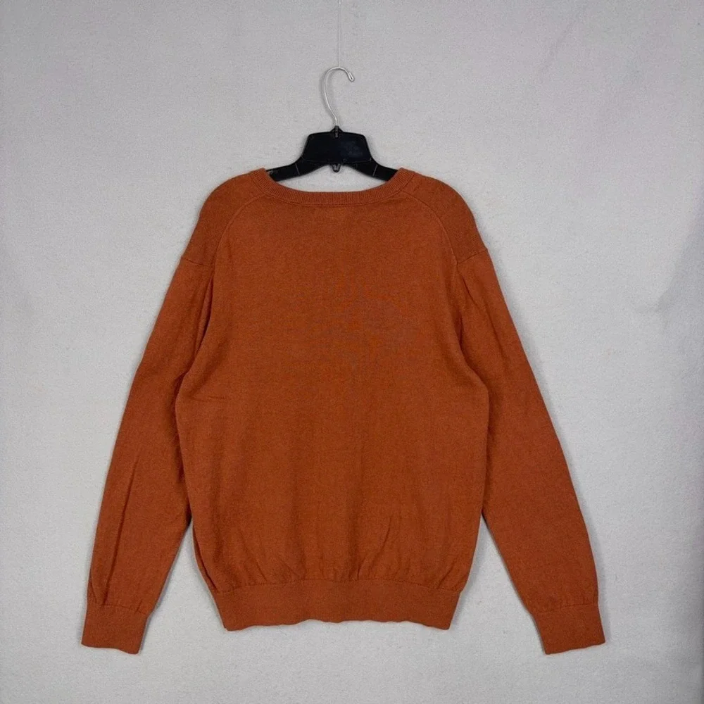 Banana Republic Sweater Mens XL Orange Cotton Cashmere V-Neck Pullover Classic